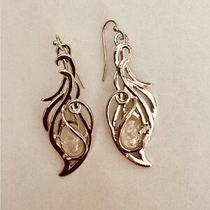 Elegant Silver Dangle Earrings with Crystal Accents